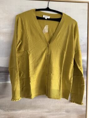Candace Cameron Bure Surfside V-Neck Cardigan Sweater Golden Olive XXS New